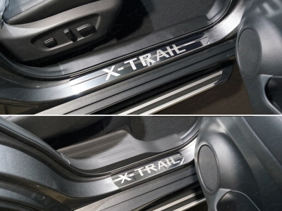Накладки на пороги зеркальный лист надпись X-Trail 4 штуки для Nissan X-Trail T32 № NISXTR18-04