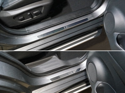 Накладки на пороги с гибом зеркальный лист 4 штуки для Nissan X-Trail T32 № NISXTR18-05