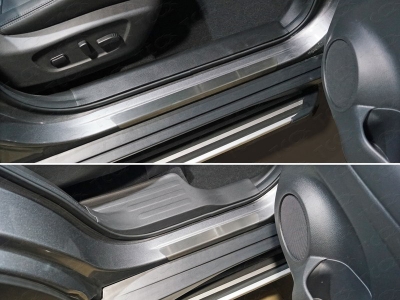 Накладки на пороги с гибом шлифованный лист 4 штуки для Nissan X-Trail T32 № NISXTR18-06