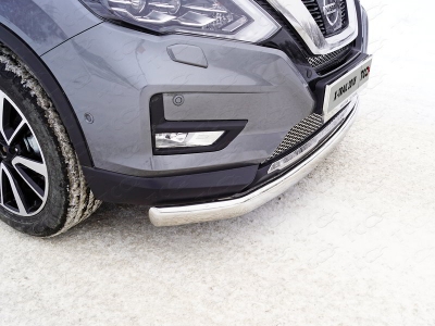 Защита передняя овальная 75х42 мм ТСС для Nissan X-Trail T32 2018-2021