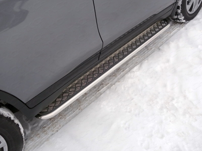Пороги с площадкой алюминиевый лист 42 мм для Nissan X-Trail T32 № NISXTR18-26