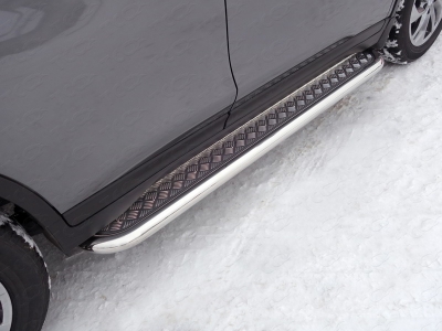 Пороги с площадкой алюминиевый лист 60 мм для Nissan X-Trail T32 № NISXTR18-28