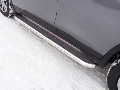 Пороги с площадкой нержавеющий лист 60 мм для Nissan X-Trail T32 № NISXTR18-29