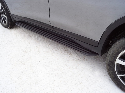 Пороги алюминиевые Slim Line Black для Nissan X-Trail T32 № NISXTR18-34B