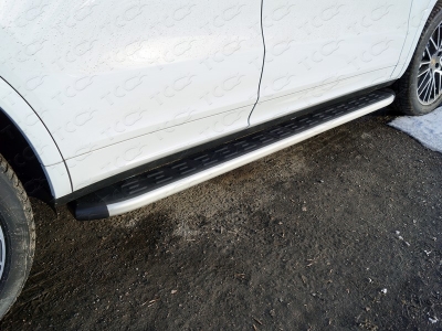 Пороги алюминиевые ТСС с накладкой для Porsche Cayenne Turbo № PORSCAY18-01AL
