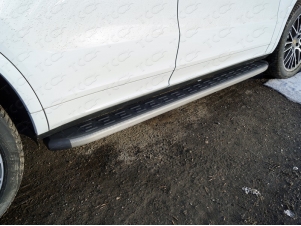 Пороги алюминиевые ТСС с накладкой серые для Porsche Cayenne Turbo № PORSCAY18-01GR