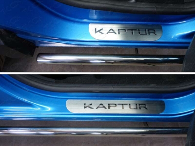 Накладки на пороги лист шлифованный надпись Kaptur ТСС для Renault Kaptur 2016-2021