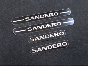Накладки на пороги зеркальный лист надпись Sandero 4 штуки для Renault Sandero Stepway № RENSANST18-03