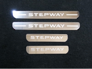 Накладки на пороги зеркальный лист надпись Stepway 4 штуки для Renault Sandero Stepway № RENSANST18-05