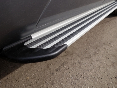 Пороги алюминиевые Slim Line Silver для Chevrolet Captiva № CHEVCAP12-16S