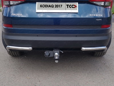 Защита задняя уголки 42 мм ТСС для Skoda Kodiaq 2018-2021