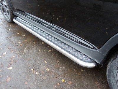 Пороги с площадкой алюминиевый лист 60 мм для Subaru XV № SUBXV17-08