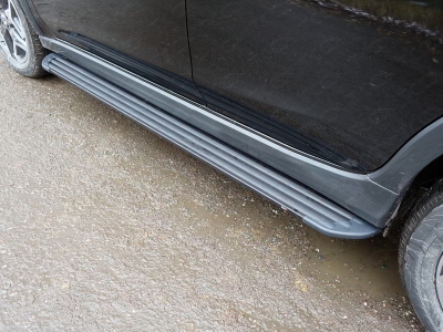 Пороги алюминиевые Slim Line Black для Subaru XV № SUBXV17-16B