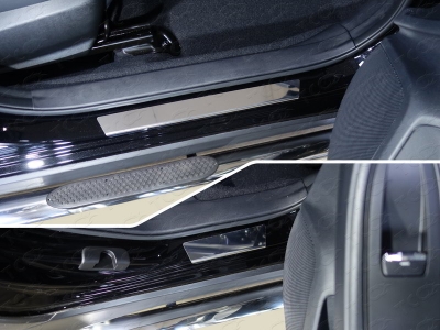 Накладки на пороги зеркальный лист 4 штуки ТСС для Subaru XV 2017-2021