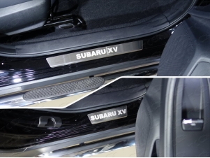 Накладки на пороги шлифованный лист надпись Subaru XV 4 штуки для Subaru XV № SUBXV17-28