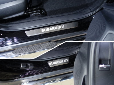 Накладки на пороги шлифованный лист надпись Subaru XV 4 штуки ТСС для Subaru XV 2017-2021