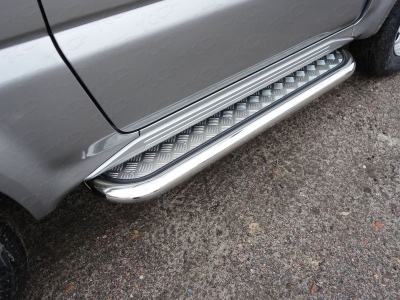 Пороги с площадкой алюминиевый лист 60 мм для Suzuki Jimny № SUZJIM16-17