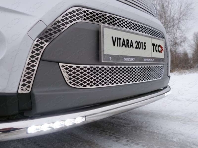 Защита переднего бампера с ДХО 60 мм ТСС для Suzuki Vitara 2015-2021