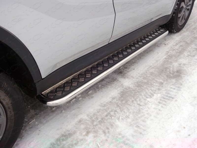 Пороги с площадкой алюминиевый лист 42 мм ТСС для Suzuki Vitara 2015-2021