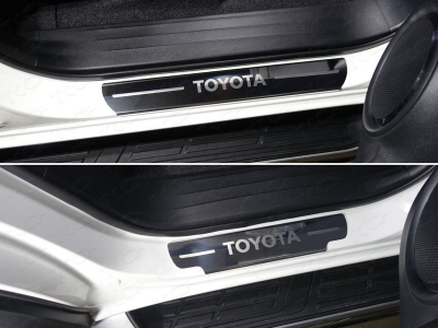 Накладки на пороги зеркальный лист надпись Toyota 4 штуки для Toyota Fortuner № TOYFORT17-03