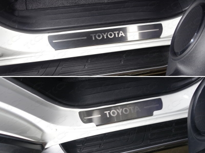 Накладки на пороги шлифованный лист надпись Toyota 4 штуки для Toyota Fortuner № TOYFORT17-04