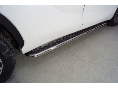 Пороги с площадкой алюминиевый лист 42 мм для Toyota Highlander № TOYHIGHL20-15