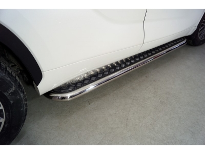 Пороги с площадкой алюминиевый лист 60 мм для Toyota Highlander № TOYHIGHL20-17