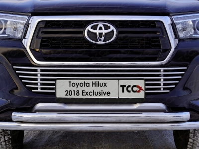 Защита передняя двойная 60-60 мм ТСС для Toyota Hilux Exclusive 2018-2021