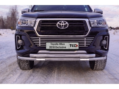 Защита передняя двойная с ДХО 60-60 мм ТСС для Toyota Hilux Exclusive 2018-2021