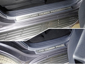 Накладки на пластиковые пороги шлифованный лист надпись Land Cruiser Prado 4 штуки для Toyota Land Cruiser Prado 150 № TOYLC15017-24