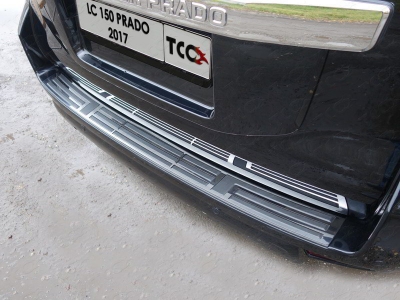 Накладка на задний бампер зеркальный лист ТСС для Toyota Land Cruiser Prado 150 2017-2020