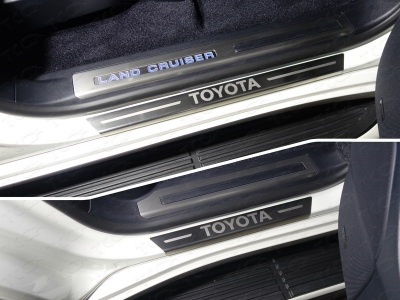 Накладки на пороги с гибом лист шлифованный надпись Toyota 4 штуки для Toyota Land Cruiser 200 Excalibur № TOYLC200EXCAL17-12