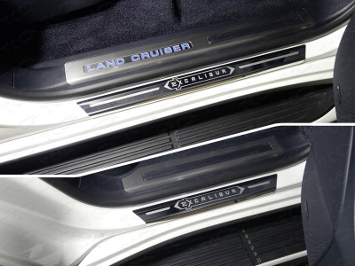 Накладки на пороги с гибом зеркальный лист надпись Excalibur 4 штуки для Toyota Land Cruiser 200 Excalibur № TOYLC200EXCAL17-13