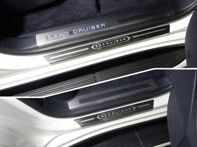 Накладки на пороги с гибом лист шлифованный надпись Excalibur 4 штуки для Toyota Land Cruiser 200 Excalibur № TOYLC200EXCAL17-14