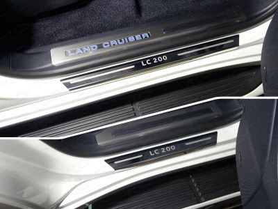 Накладки на пороги с гибом зеркальный лист надпись LC 200 4 штуки для Toyota Land Cruiser 200 Excalibur № TOYLC200EXCAL17-15