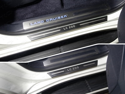 Накладки на пороги с гибом лист шлифованный надпись LC 200 4 штуки ТСС для Toyota Land Cruiser 200 Excalibur 2017-2021