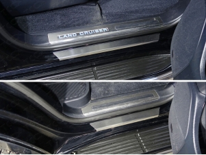 Накладки на пороги с гибом шлифованный лист 4 штуки для Toyota Land Cruiser 200 Executive № TOYLC200EX16-20