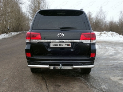 Защита задняя овальные уголки 75х42 мм ТСС для Toyota Land Cruiser 200 Executive 2016-2021