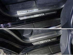 Накладки на пороги шлифованный лист надпись Toyota 4 штуки для Toyota Land Cruiser 200 Executive № TOYLC200EX16-33