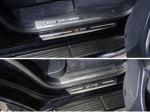 Накладки на пороги с гибом зеркальный лист надпись LC 200 4 штуки для Toyota Land Cruiser 200 Executive № TOYLC200EX16-36