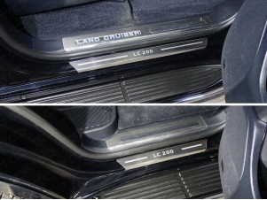 Накладки на пороги с гибом лист шлифованный надпись LC 200 4 штуки для Toyota Land Cruiser 200 № TOYLC20015-30