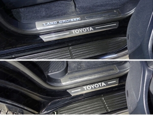 Накладки на пороги с гибом лист шлифованный надпись Toyota 4 штуки для Toyota Land Cruiser 200 № TOYLC20015-32