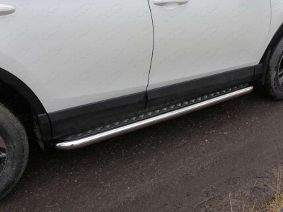 Пороги с площадкой алюминиевый лист 60 мм для Toyota RAV4 № TOYRAV15-16