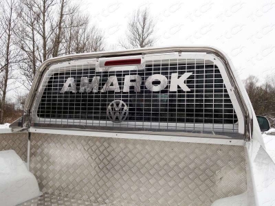 Защита кабины и заднего стекла 75х42 мм ТСС для Volkswagen Amarok 2016-2021
