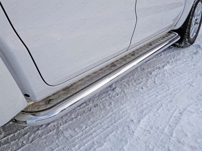 Пороги с площадкой алюминиевый лист 60 мм для Volkswagen Amarok № VWAMAR17-26