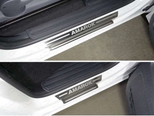 Накладки на пороги лист шлифованный надпись Amarok для Volkswagen Amarok № VWAMAR17-42