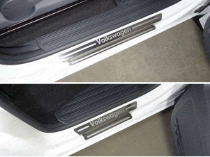 Накладки на пороги лист шлифованный надпись Volkswagen для Volkswagen Amarok № VWAMAR17-44
