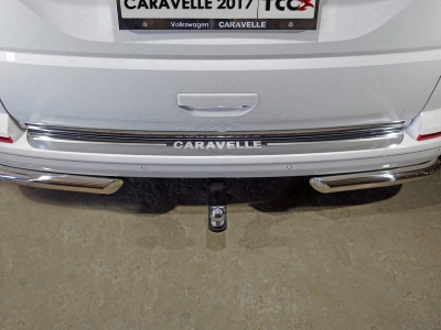 Накладка на задний бампер зеркальный лист надпись Caravelle для Volkswagen Caravelle T6 № VWCARAV17-03