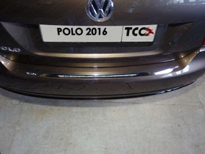 Накладка на задний бампер зеркальный лист для Volkswagen Polo № VWPOLO16-12