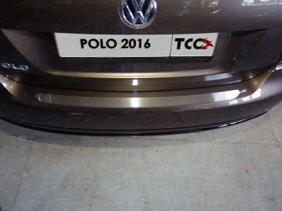 Накладка на задний бампер лист шлифованный для Volkswagen Polo № VWPOLO16-13